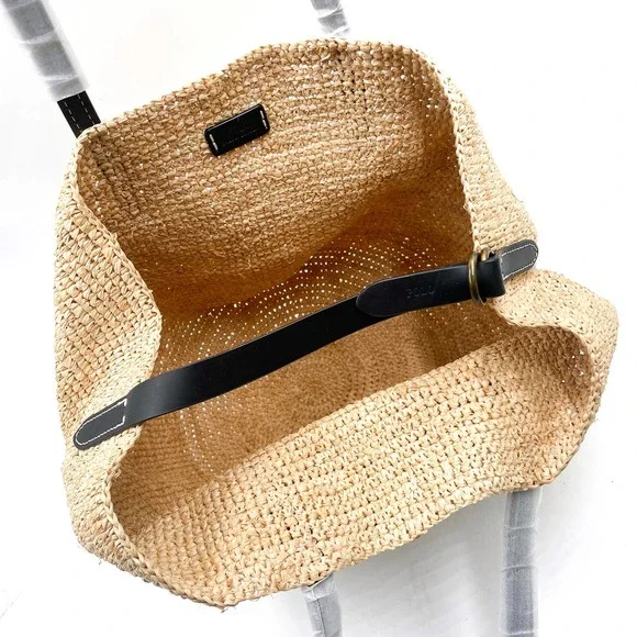 SOLD-POLO Ralph Lauren Raffia Tote Bag - Picture 7 of 11